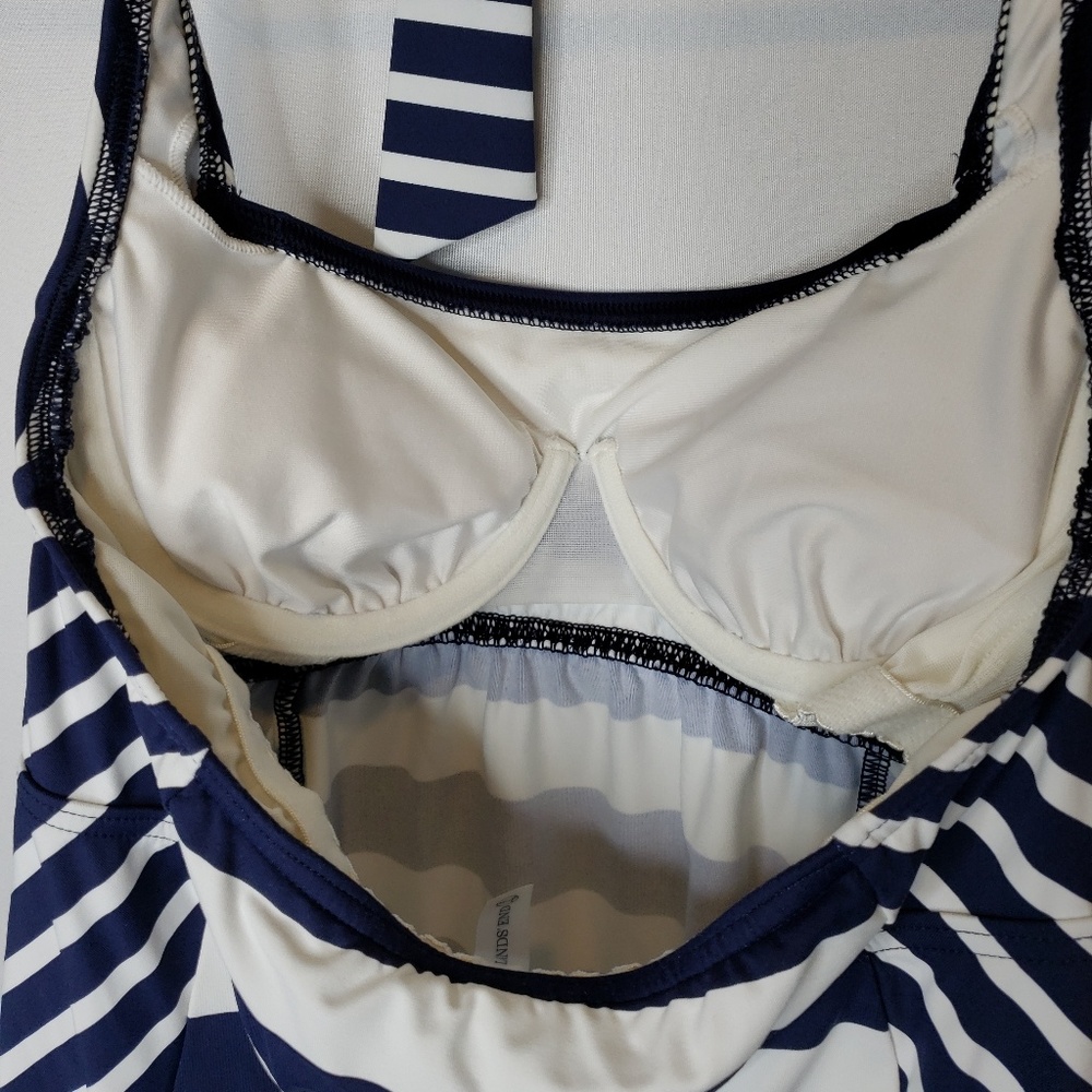 Land's End Blue White Striped Swim Dress Size 2 - Picture 4 of 4